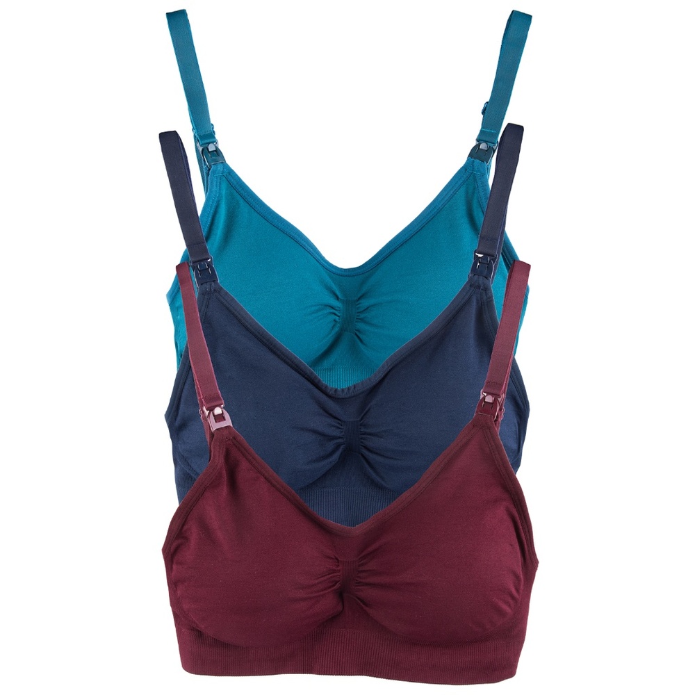 3 Pack Women's Nylon/Spandex Nursing Bras Clip Down A2 Winter New NWT